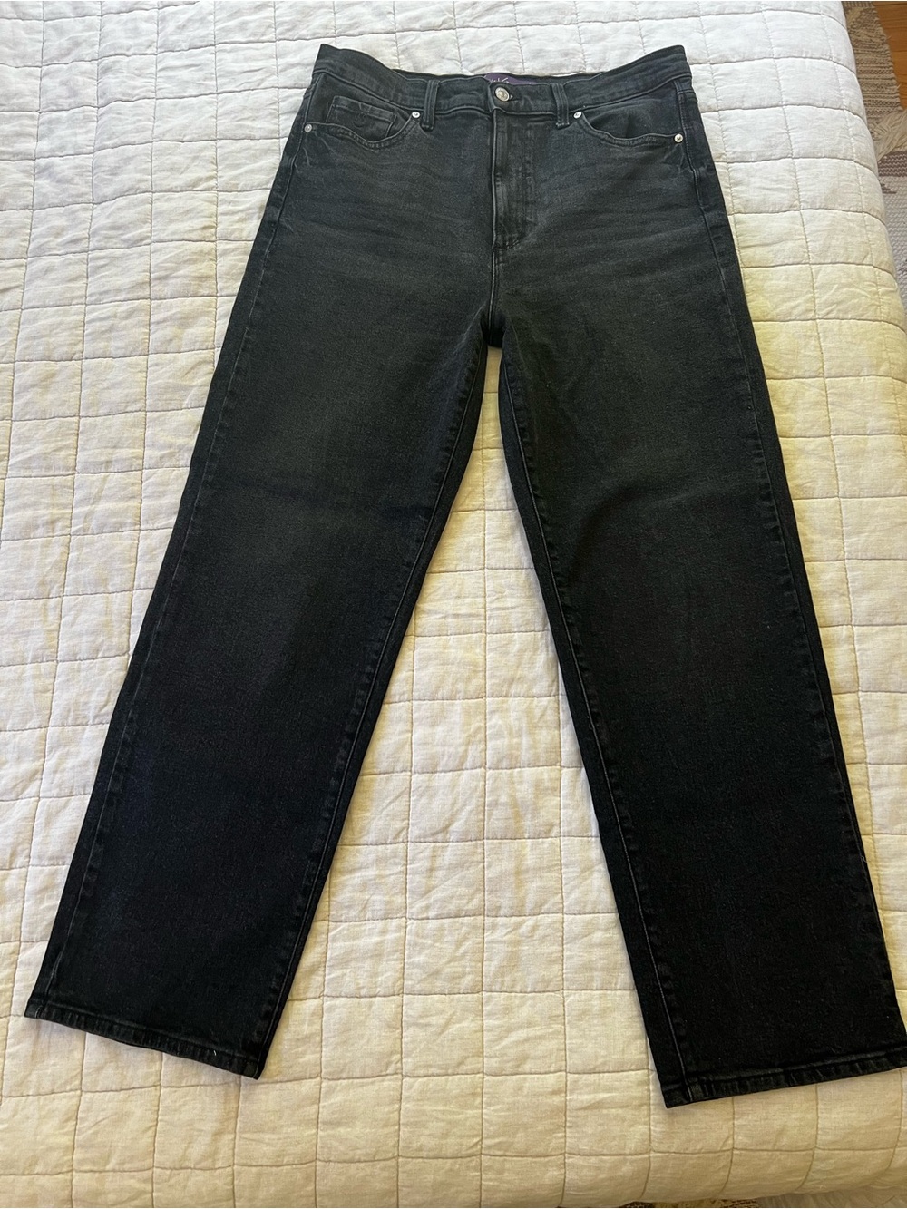 Women's High Waisted Black Straight-Leg, "Mom" Jeans
